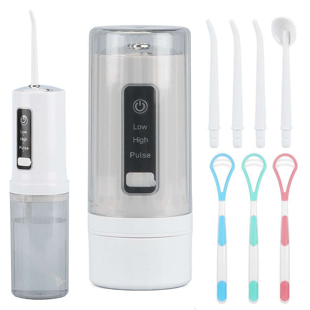 Cordless Water Flosser Oral Irrigator Teeth Cleaner with Tongue Scraper