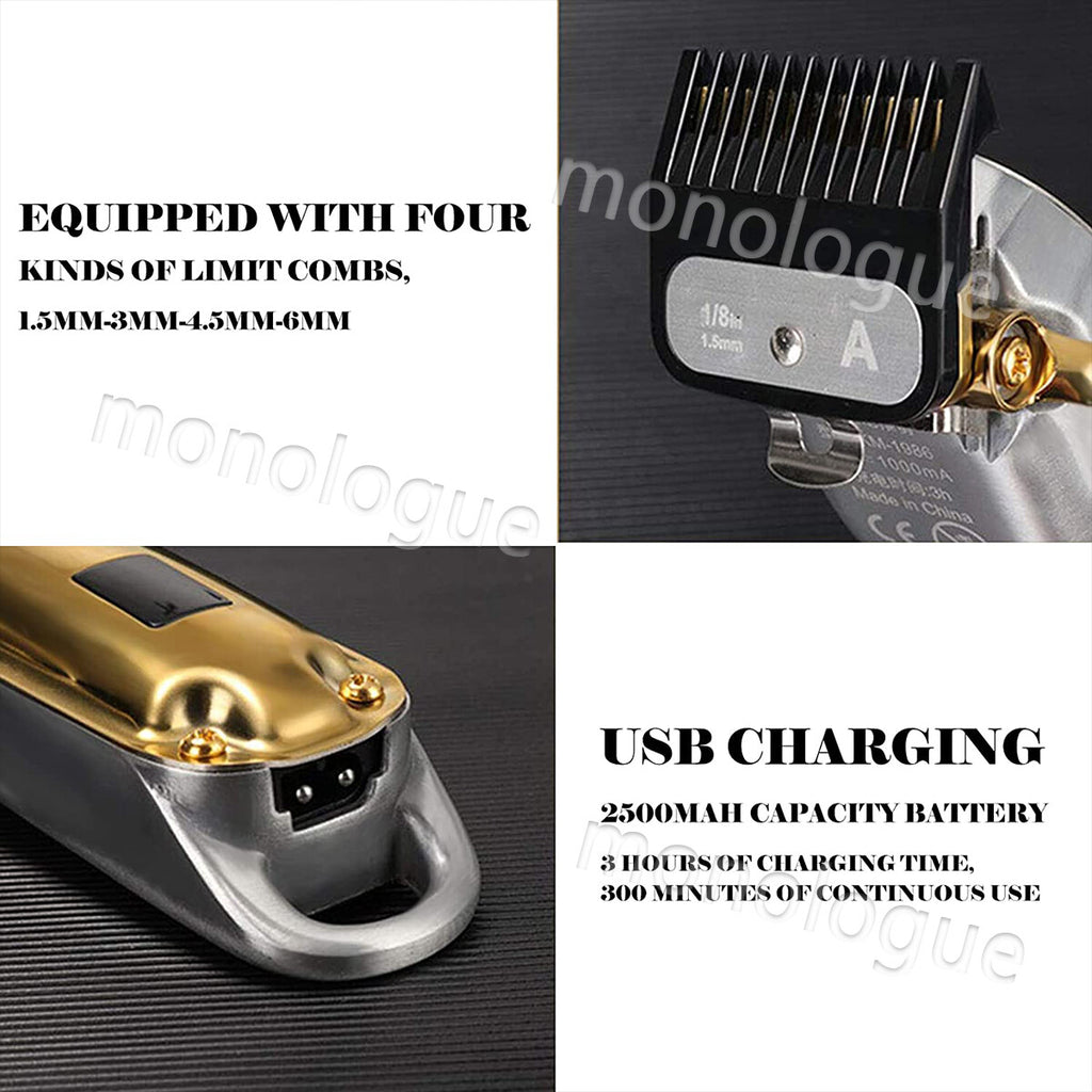 Professional Cordless Hair Clippers Trimmer for Beard & Hair Cutting - All Metal Body