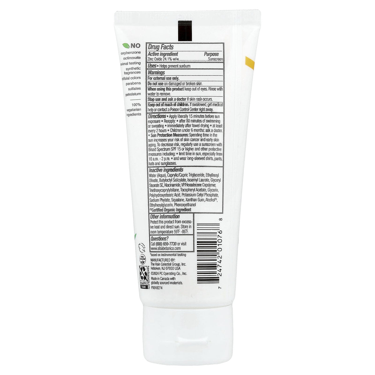 Mineral Face Sunscreen SPF 30 Fragrance-Free Water-Resistant Lotion 2 fl oz