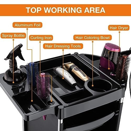 6-Layer Rolling Salon Storage Cart with Wheels for Hair Tools Organizer