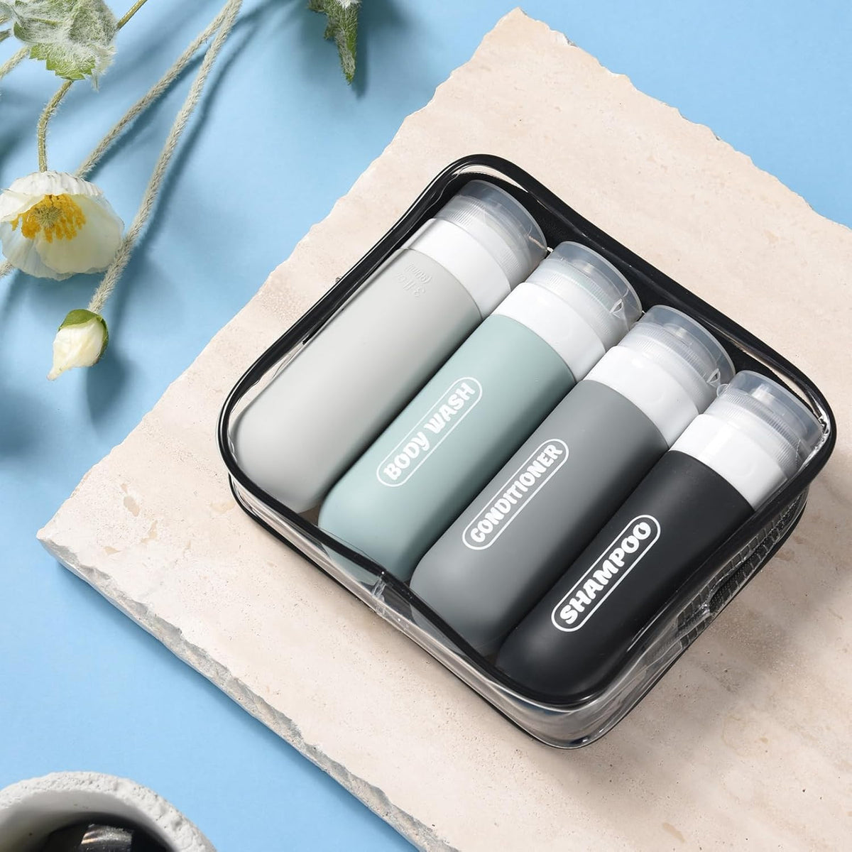 TSA Approved 3oz Travel Bottles Set - Refillable Silicone Toiletry Containers
