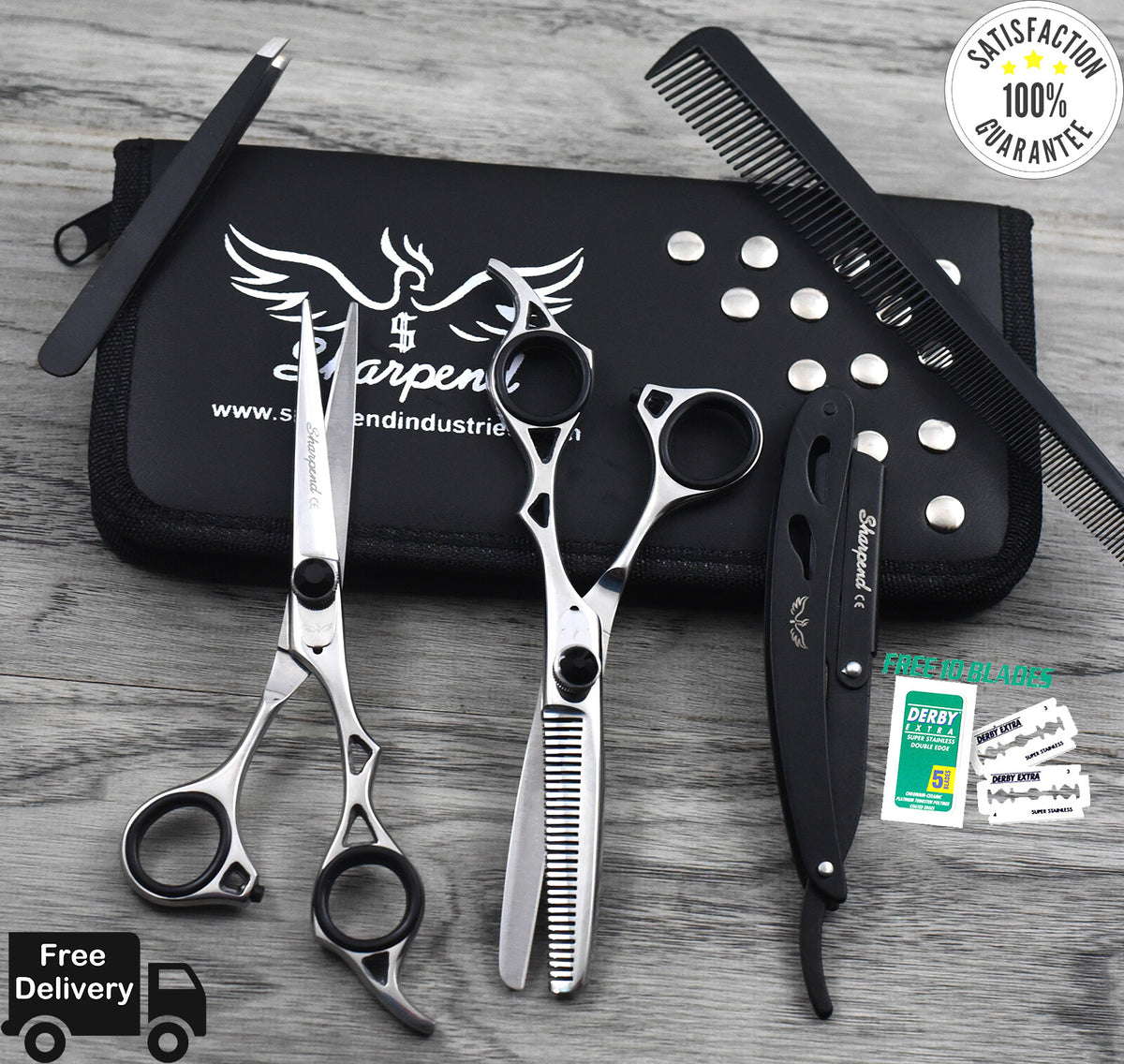 Japanese Stainless Steel Hair Cutting Shears Set for Barbers and Stylists - 6.5 Inch Professional Scissors Kit