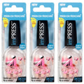 Press-On Pedicure Toenails Lot of 3 Pink Black White Design No Glue Needed