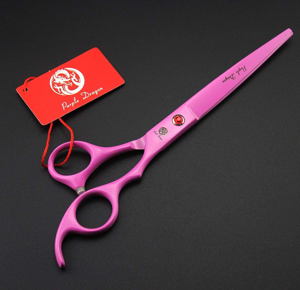 Pet Grooming Scissors 7 Inch Pink Stainless Steel Curved Shears for Dogs & Cats