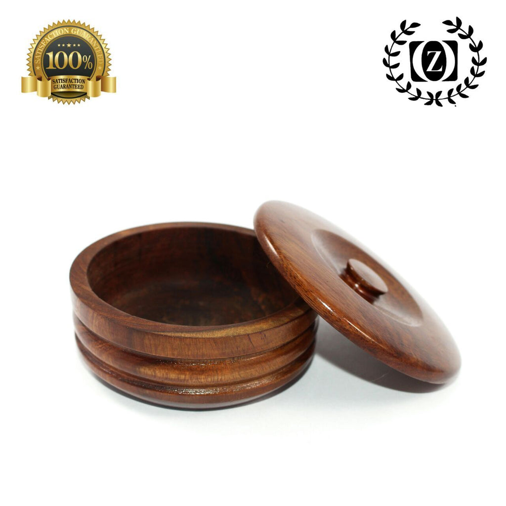 Handmade Wooden Shaving Bowl with Lid for Soap & Cream - Men's Grooming