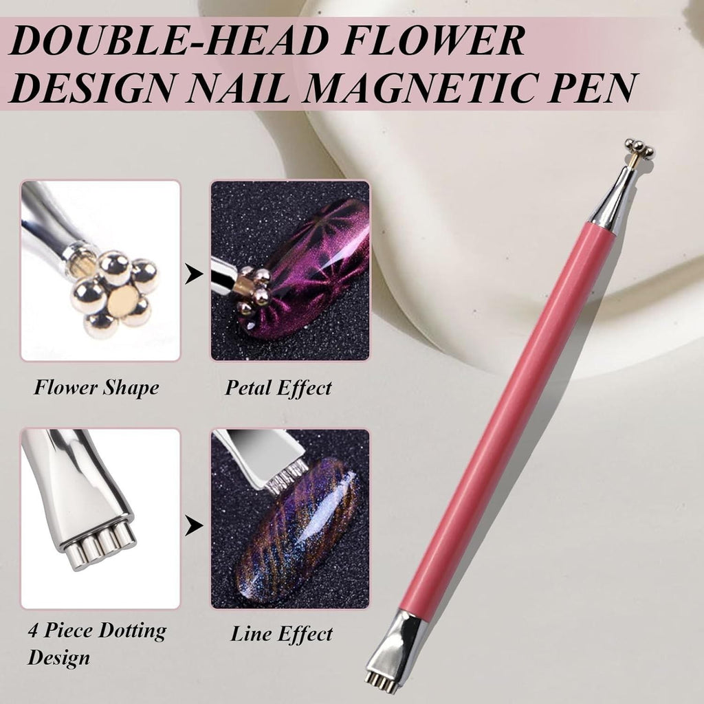 Double-Head Cat Eye Nail Magnet Set for Magnetic Nail Art