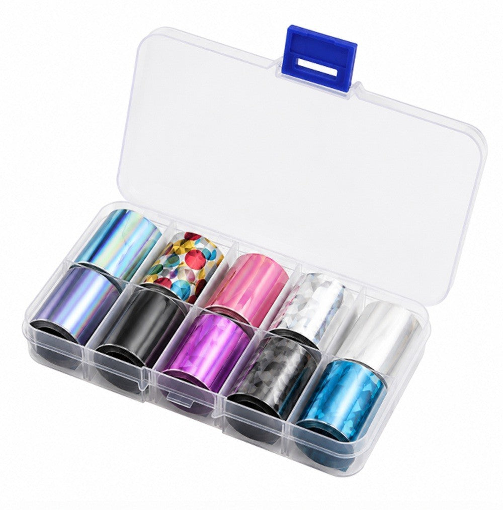 Holographic Nail Foil Transfer Stickers Star Sky Glitter Nail Art Decor Set