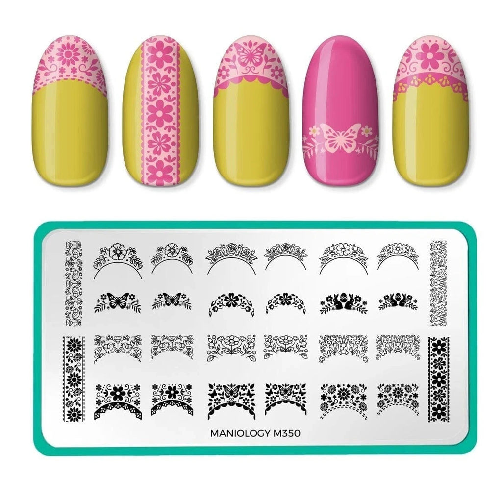 Maniology Nail Stamping Plate M350 Florals French for Nail Art