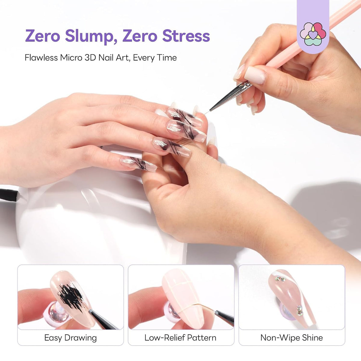 3D Sculpting Gel for Nail Art - Black & White Micro Sculpture