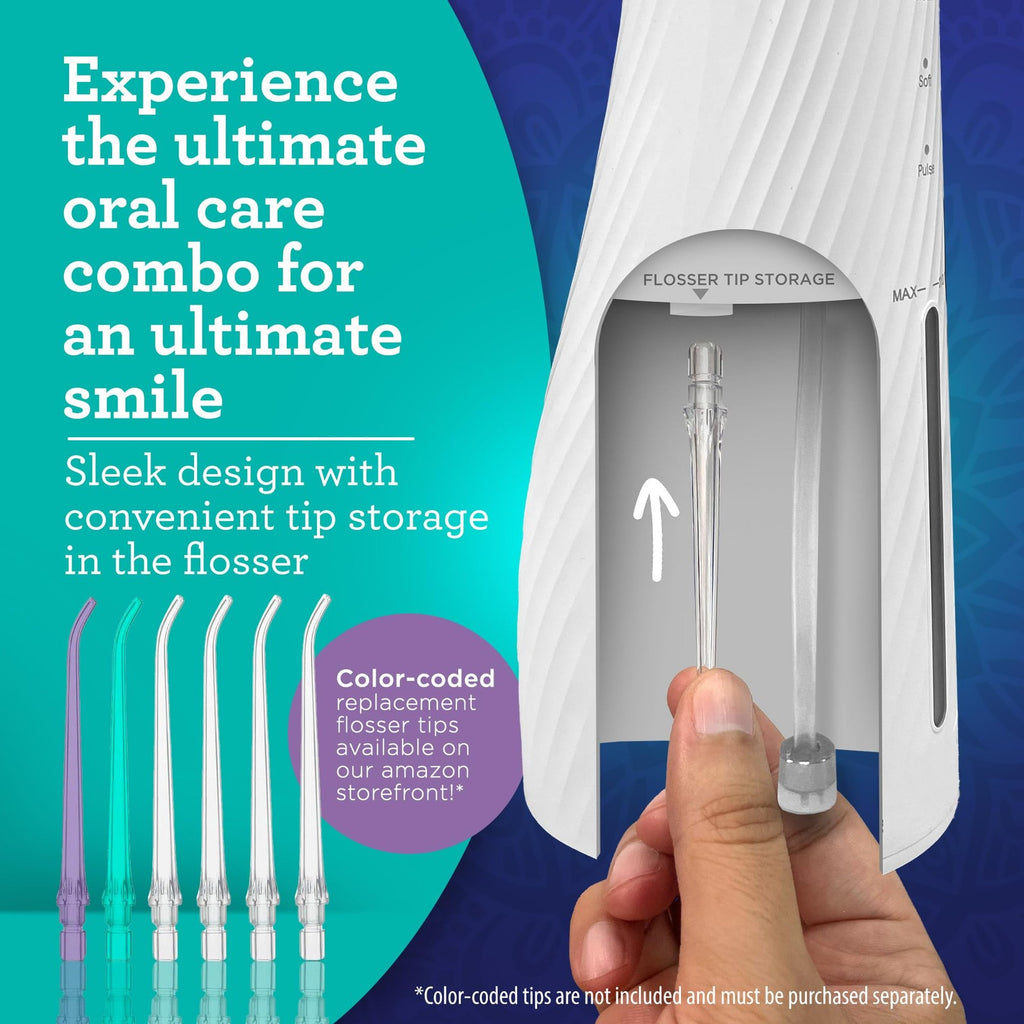 Electric Toothbrush and Water Flosser Combo Kit with 4 Tips - Complete Oral Care