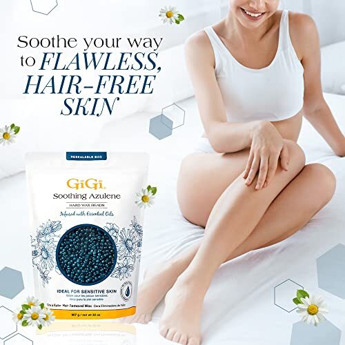 Gentle Hard Wax Beads for Sensitive Skin - Soothing Azulene Wax for Full Body & Face