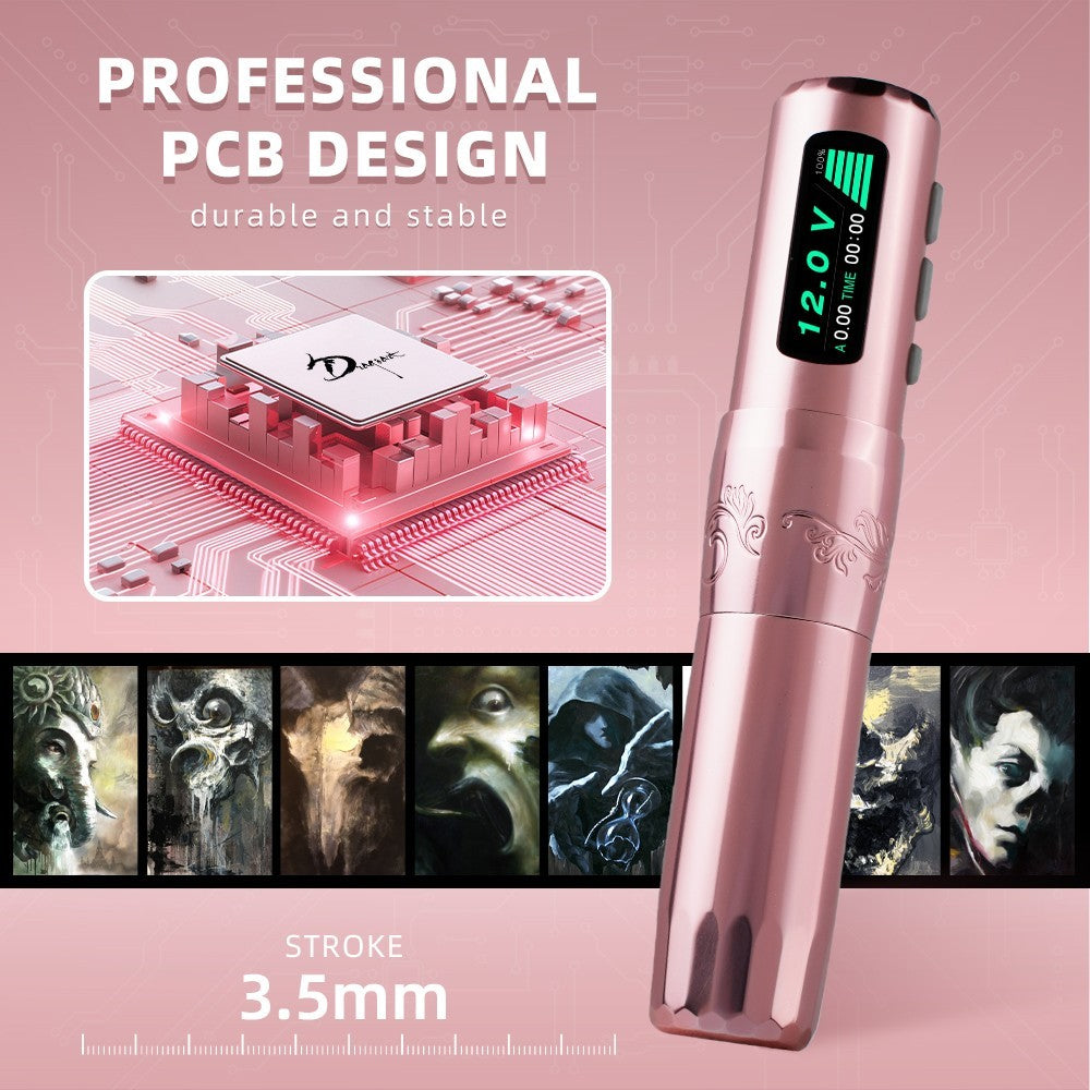 Wireless Tattoo Pen Machine – Dual Battery Rotary PMU for Lining Shading