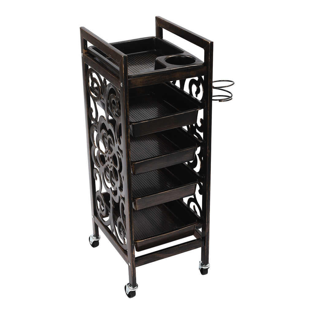 Vintage 5-Tier Salon Trolley with Wheels for Hair Tools Storage