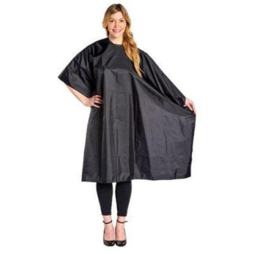 Nylon Styling Cape with Snap Closure for Hair Salons - Black, 45x55"
