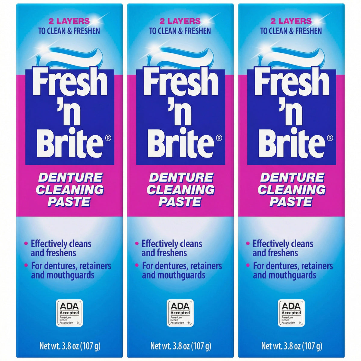 Denture Cleaning Paste Pack of 3 - Fast Stain Removal & Mint Freshness