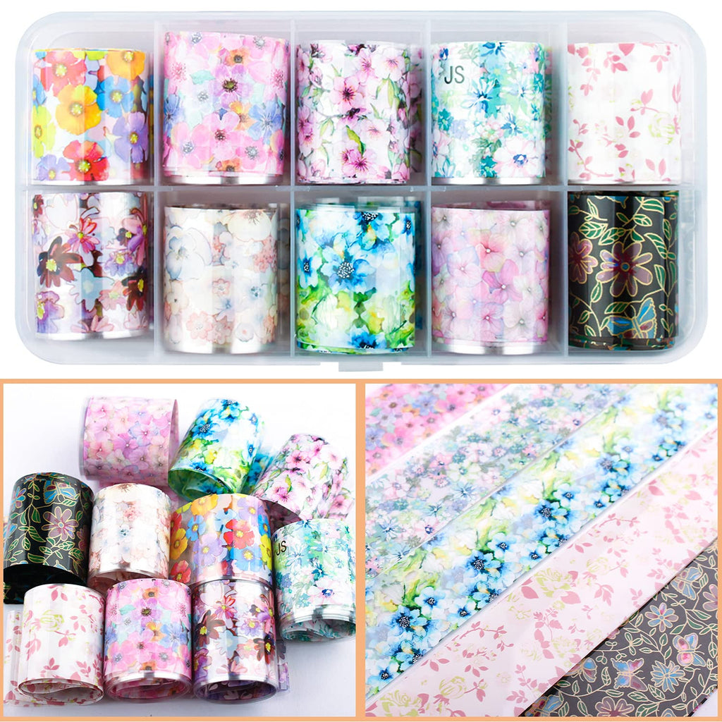 Nail Art Foil Transfer Sheets - 30 Rolls Floral & 3D Designs for Nails
