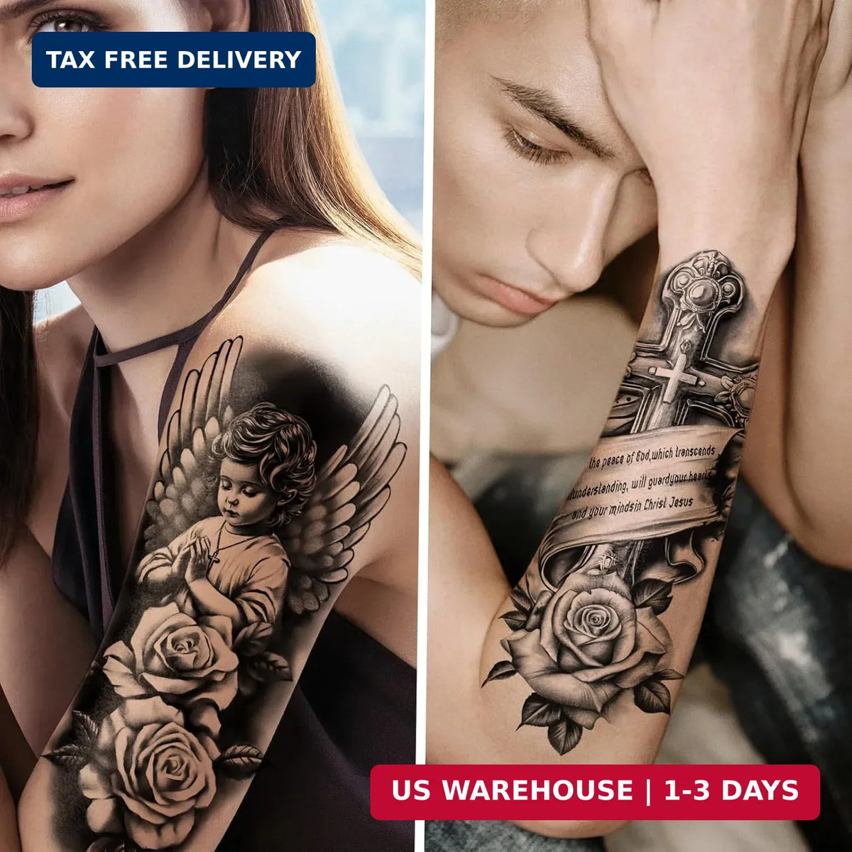 Christian Temporary Tattoos 77 Sheets - Cross, Jesus & Angels Religious Body Art