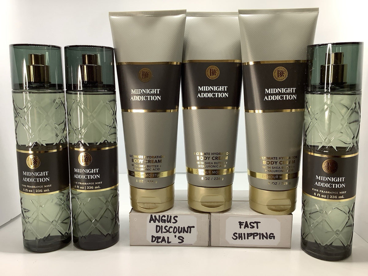 6-Pack Midnight Addiction Body Mist & Body Cream Set - 8oz