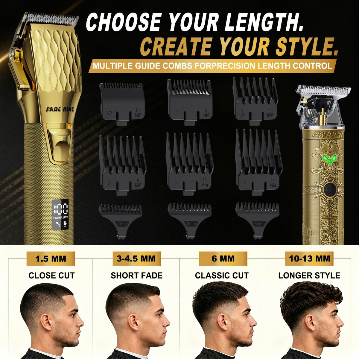 Cordless Hair Clippers & Trimmer Kit for Men - Professional Grooming Set