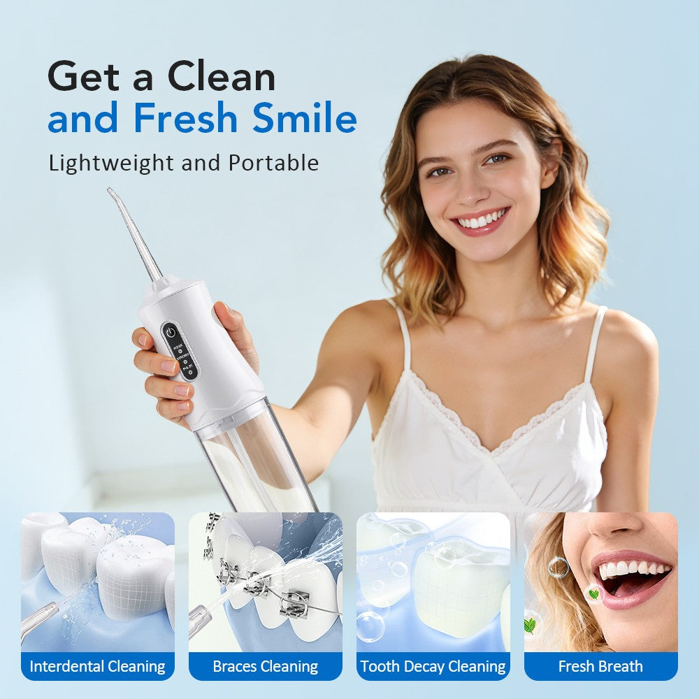 Cordless Water Flosser Oral Irrigator with 3 Modes & 4 Tips - Portable Dental Cleaner