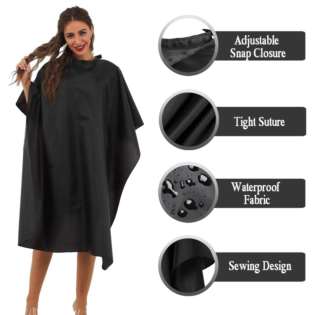 Black Waterproof Hair Cutting Capes Pack of 5 for Salon & Home Use