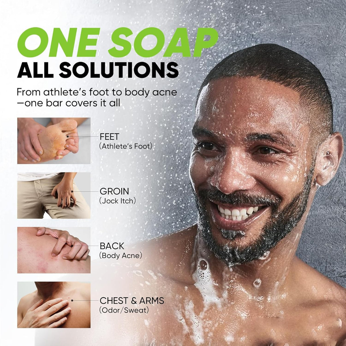 Antifungal Soap Bar for Athlete’s Foot & Jock Itch - Deep Clean Relief with Tea Tree & Charcoal