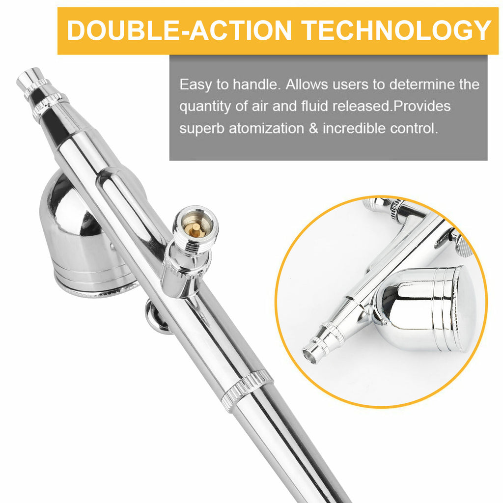 Dual Action Gravity Feed Airbrush Kit with 0.2mm & 0.5mm Nozzles for Art & Crafts
