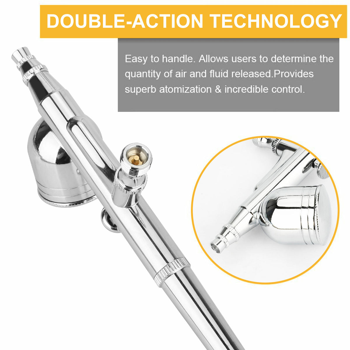 Dual Action Gravity Feed Airbrush Kit with 0.2mm & 0.5mm Nozzles for Art & Crafts