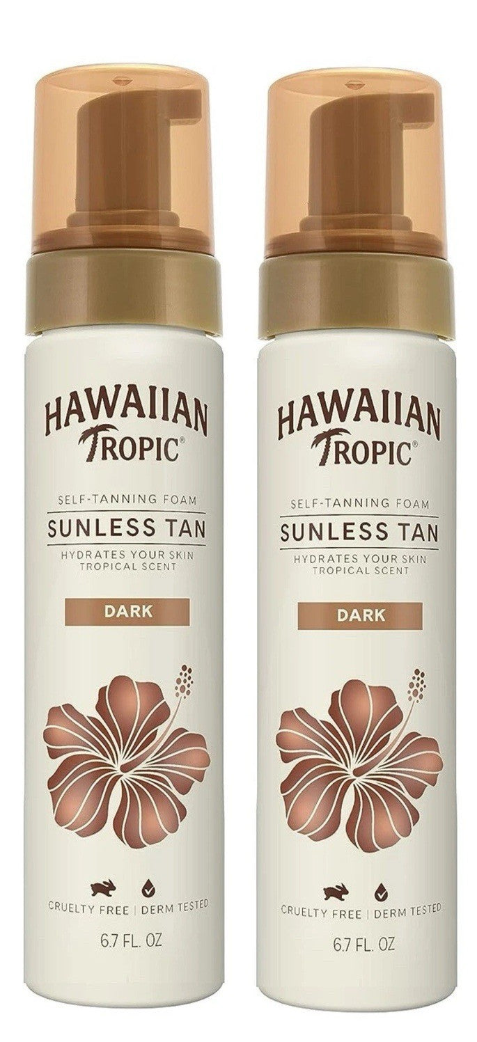 Set of 2 Hawaiian Tropic Sunless Tan Foam Moisturizing Self Tanner - Dark, 6.7oz