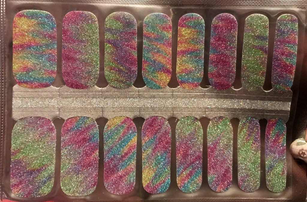 Color Nail Polish Strips Glitter Candied Bliss 16 Count - Easy Nail Art