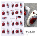 Nail Art Stickers Decals Transfers Valentine's Day Floral Design - 1 Sheet