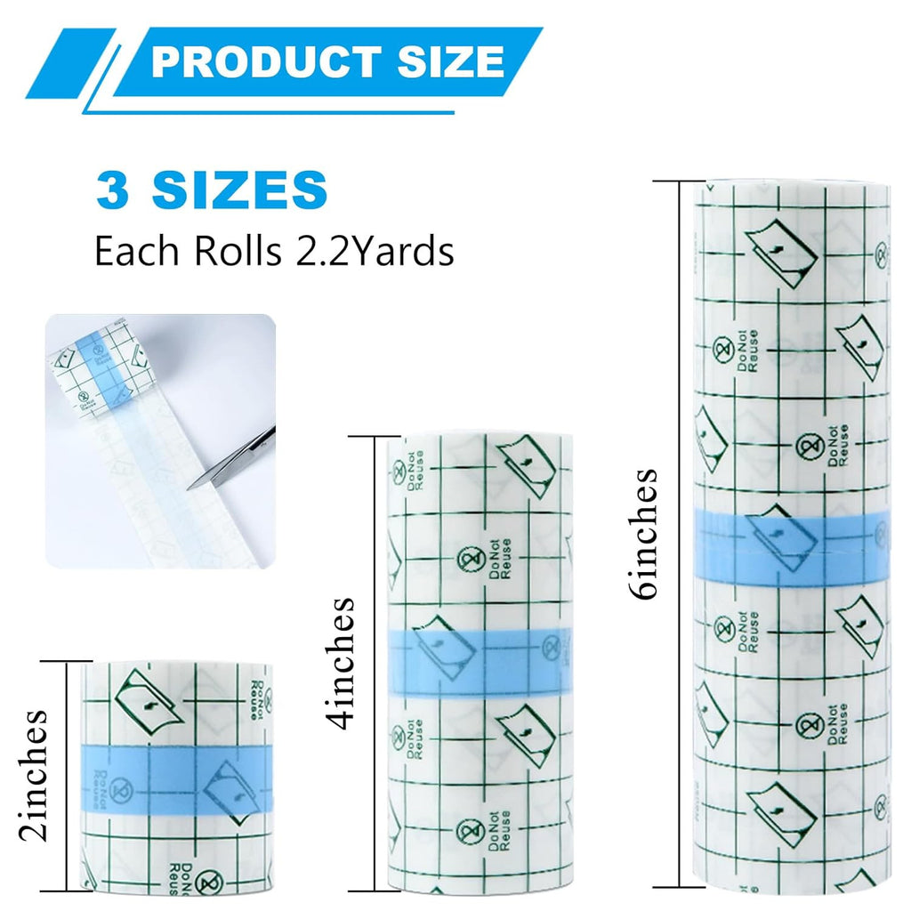 Second Skin Tattoo Cover Waterproof Bandage — 3 Rolls for Aftercare