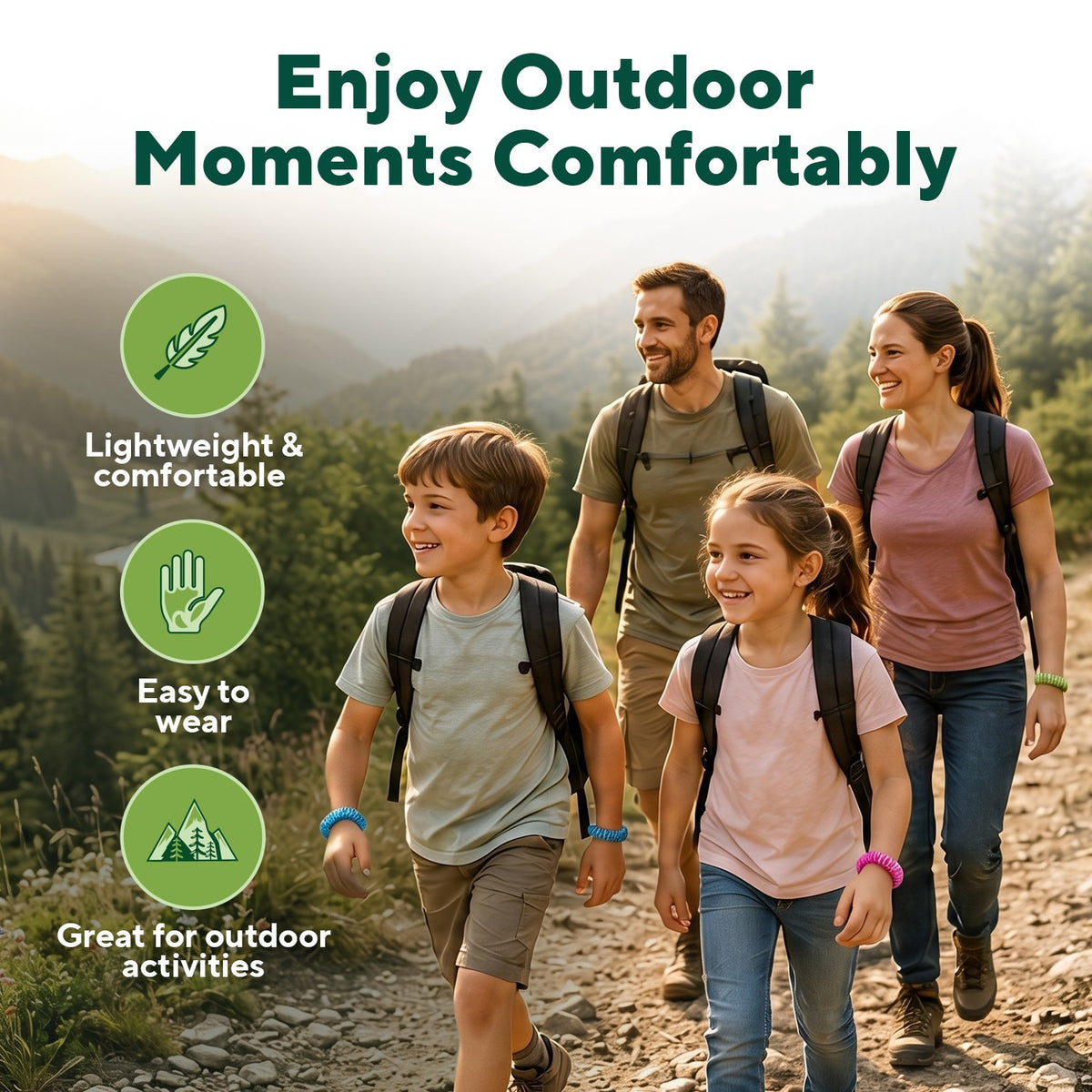 Outdoor Bracelets with Citronella & Lemongrass - 10 Pack for Camping & Hiking