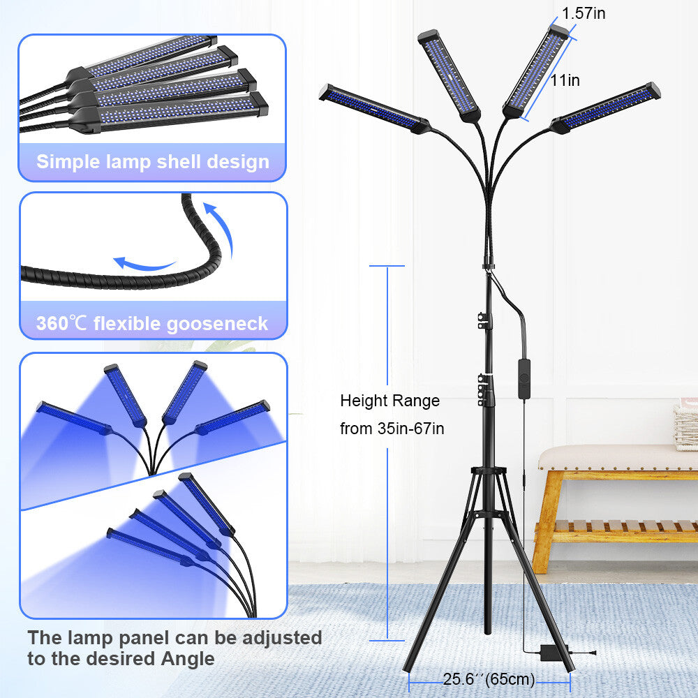 60W UV Tanning Lamp for Face & Body with 432 LEDs, Adjustable Stand & Goggles