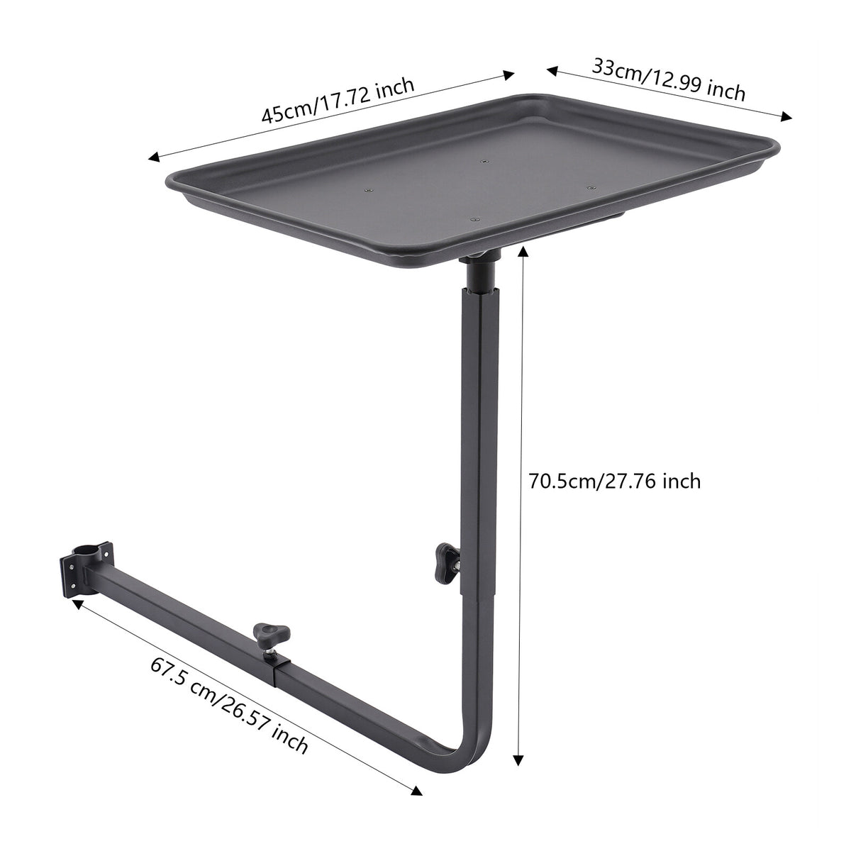 Black 360 Degree Rotating Salon Tray for Hairdressing & Barber Chairs
