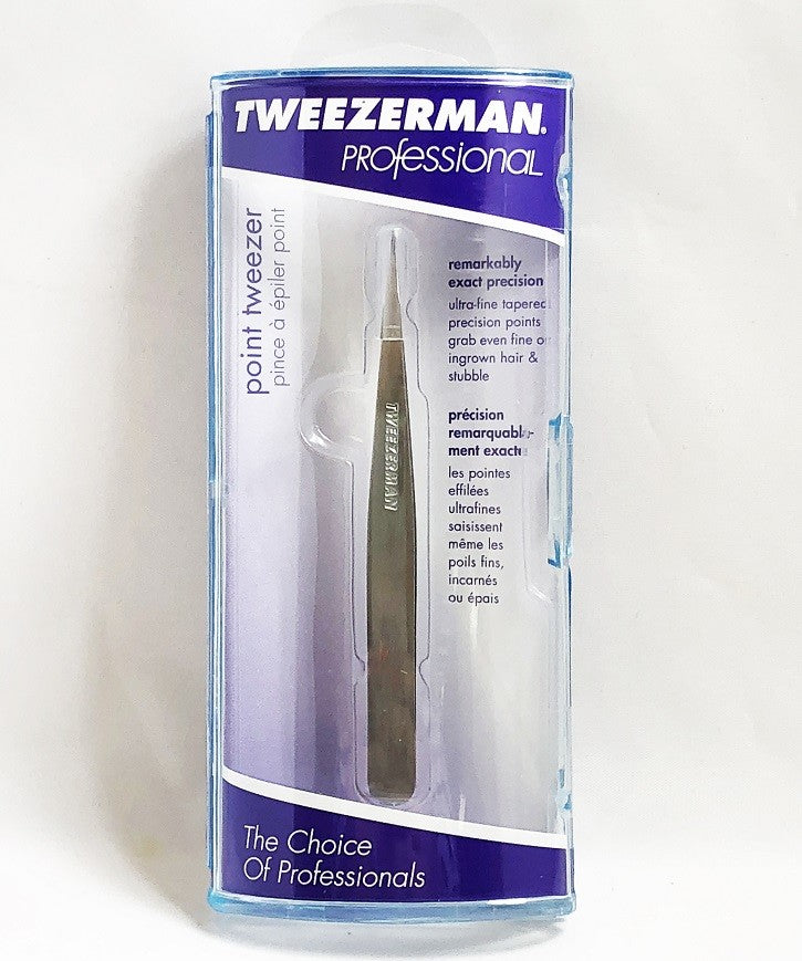 Professional Point Tweezers #1240-P - Fine Precision Slant Tip for Grooming