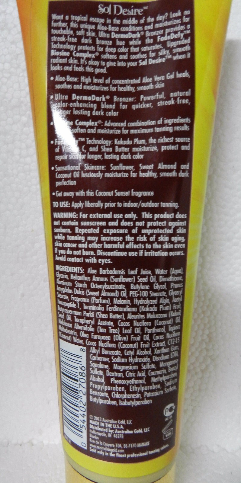 Ultra Dark Tanning Lotion - Australian Gold Sol Desire Bronzers 8.5 oz