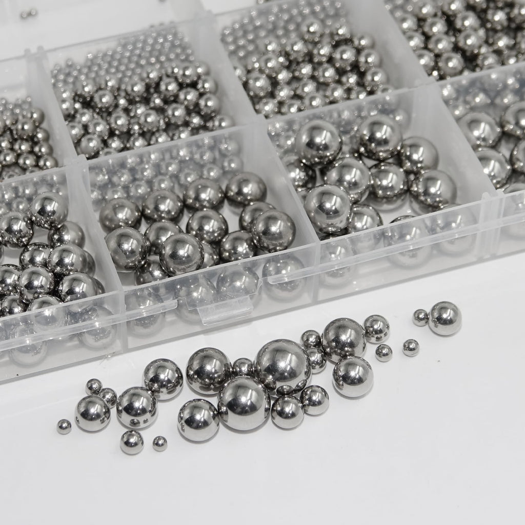840 Pcs Stainless Steel Ball Bearings for Bicycle and Mechanical Use - Multiple Sizes