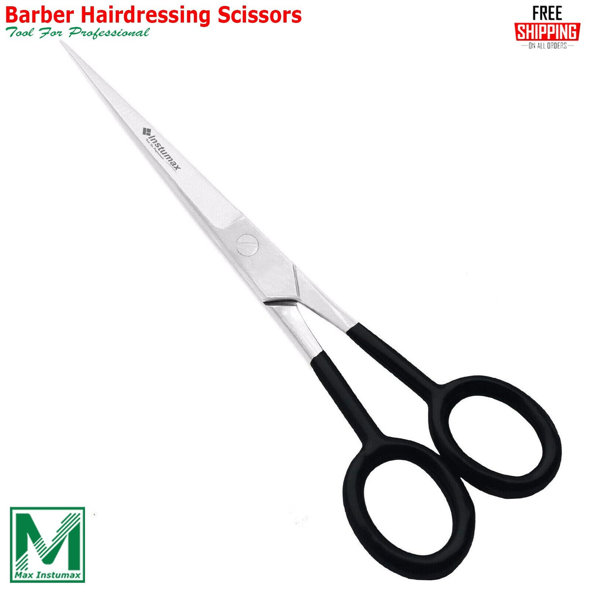 Professional Hair Cutting Scissors 6.5 Inch Stainless Steel Shears with Black Rings