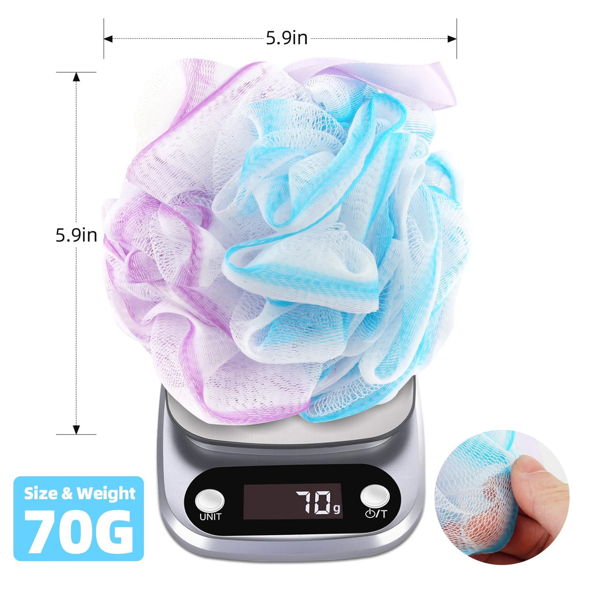 Large Size Bath Loofah Sponges 4 Pack Exfoliating Shower Scrubbers