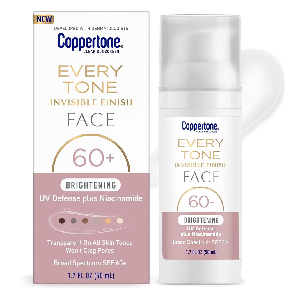 SPF 60+ Face Sunscreen with Niacinamide, Invisible Finish, 3 Pack