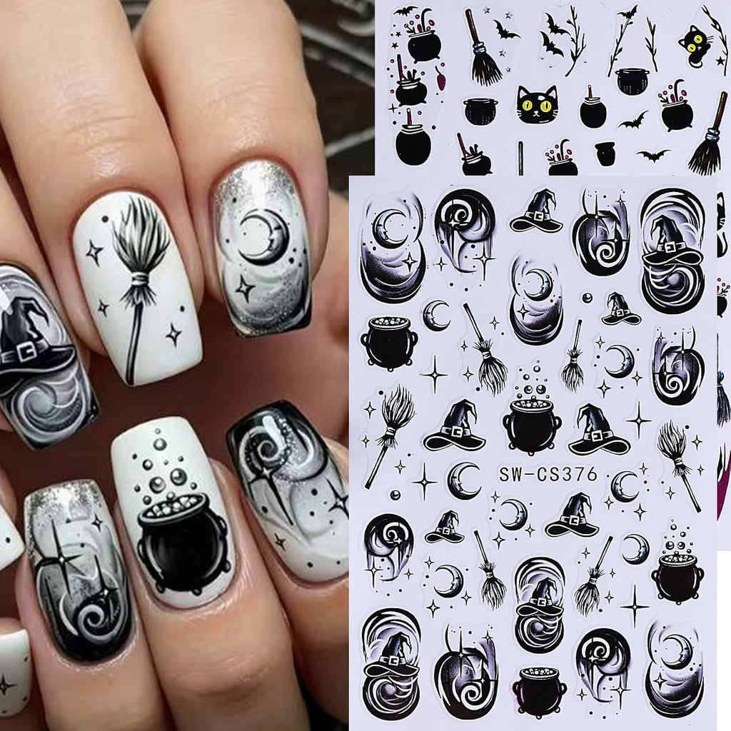 Gothic Halloween Nail Art Stickers 10 Sheets Self-Adhesive Spooky Decals