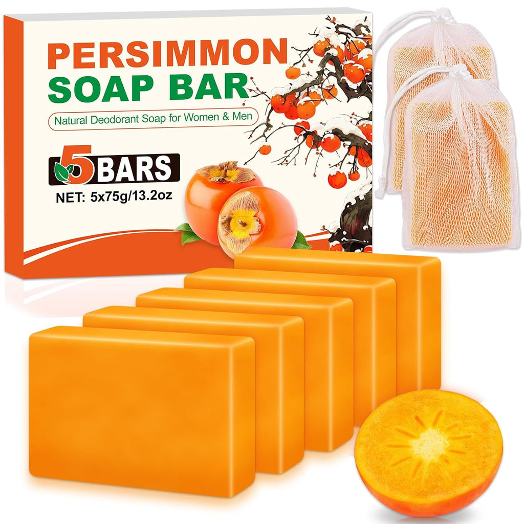 Natural Persimmon Soap Bar for Body Odor Control - Pack of 5