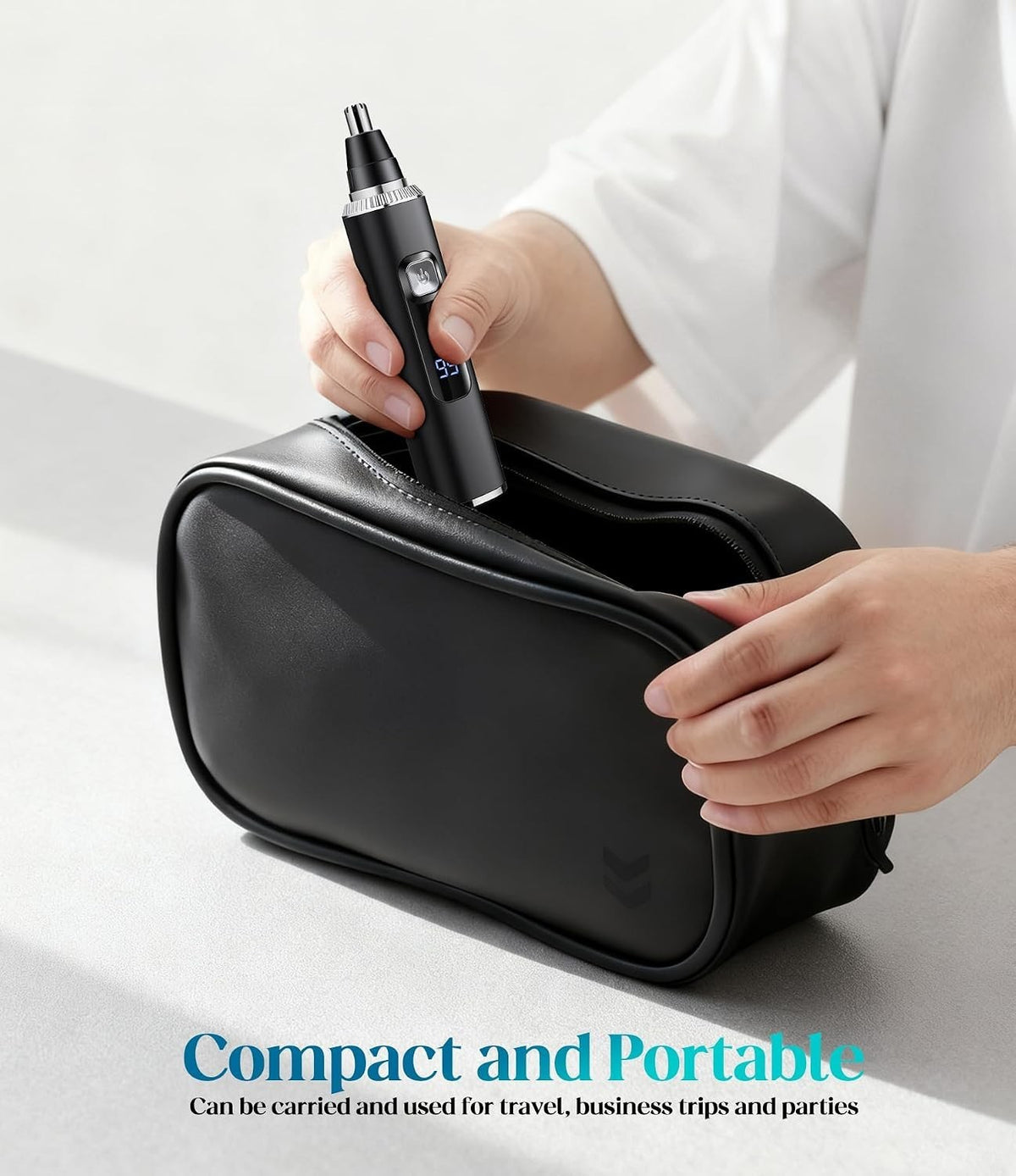 Rechargeable Water-Resistant Ear and Nose Hair Trimmer with LED Indicator