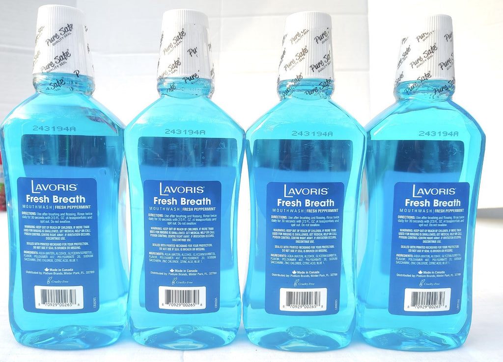 Lavoris Fresh Breath Mouthwash Original Peppermint 16.9 Fl Oz - 4 Bottles