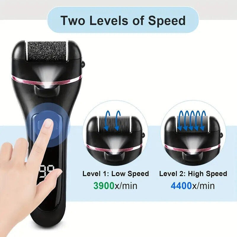 Electric Callus Remover Foot Grinder with 3 Abrasive Heads - Rechargeable Pedicure Tool for Dead Skin & Cracked Heels