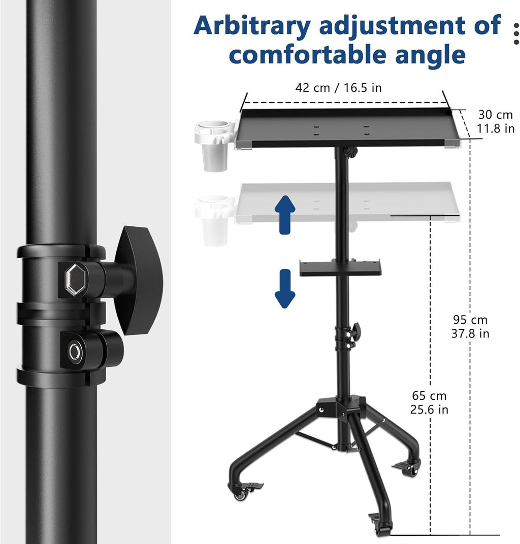 Salon Service Tray with 2 Levels and 360° Casters - Adjustable Height