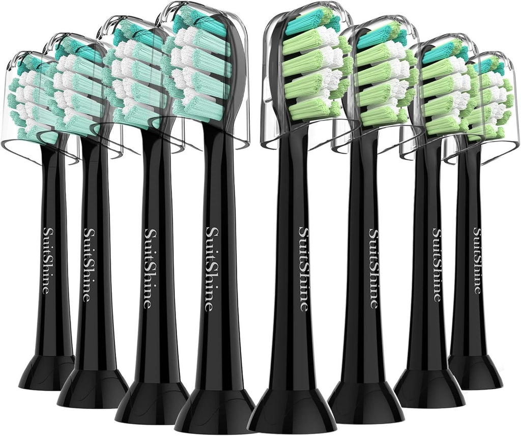 Black Replacement Toothbrush Heads for Philips Sonicare Click-On - 8 Pack