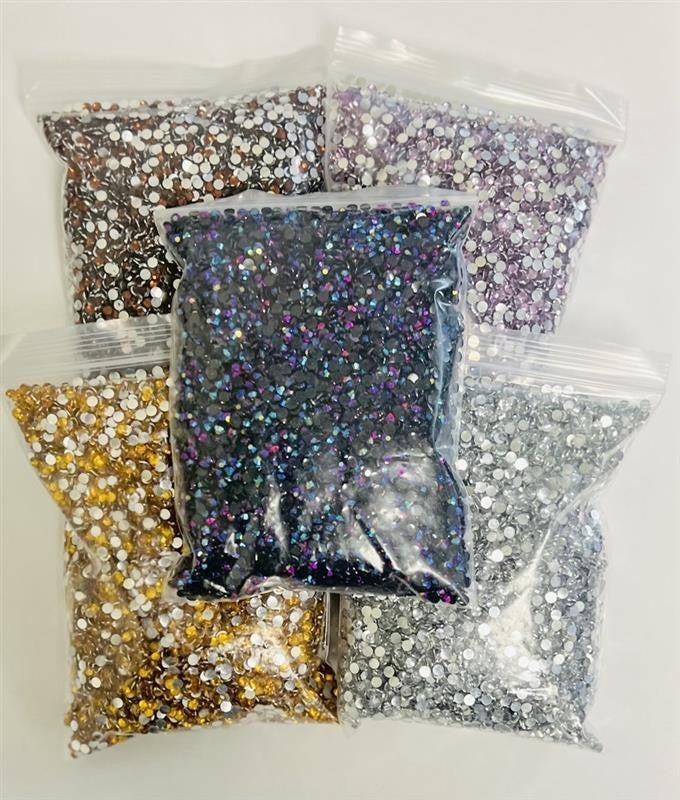 Multicolor 3mm Flat Back Crystal Rhinestones for Crafting & Nail Art - 5 Pack