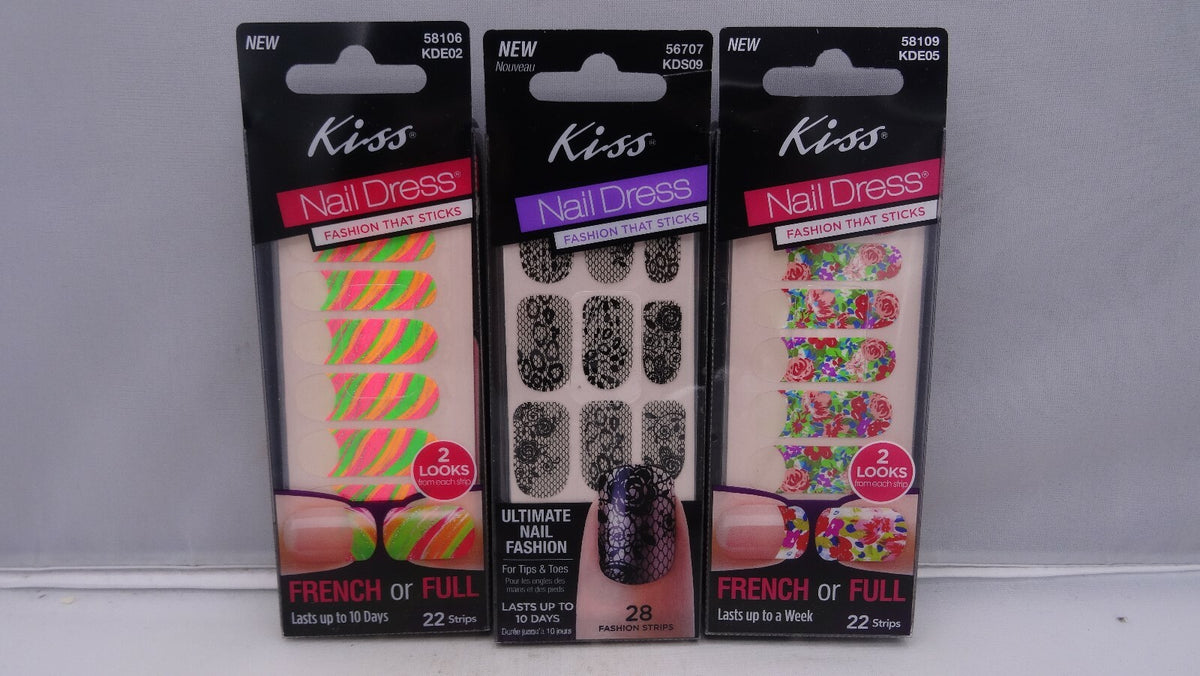 Kiss Nail Dress Nail Art Kit Set of 3 - Easy Peel Nail Wraps